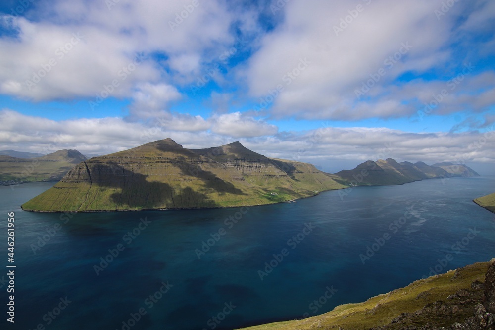 The impressive landscape of Faroe Islands on a beautiful day in summer