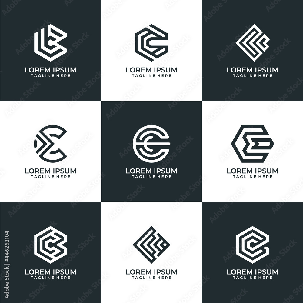 Set of creative letter c logo design symbol