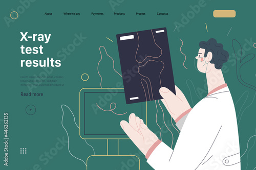 Medical tests template - x-ray test. Modern flat vector