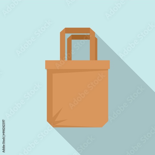 Reusable eco bag icon flat vector. Fabric cotton cloth