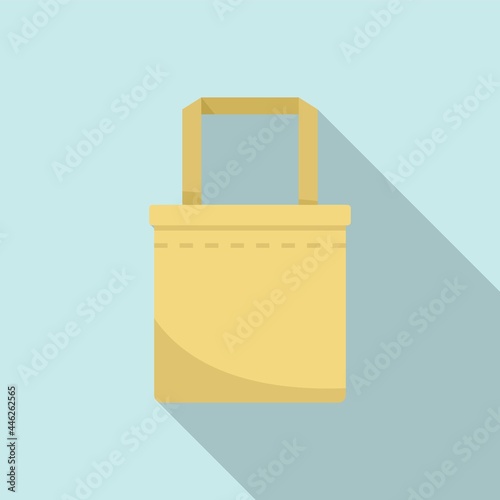 Market eco bag icon flat vector. Fabric reusable