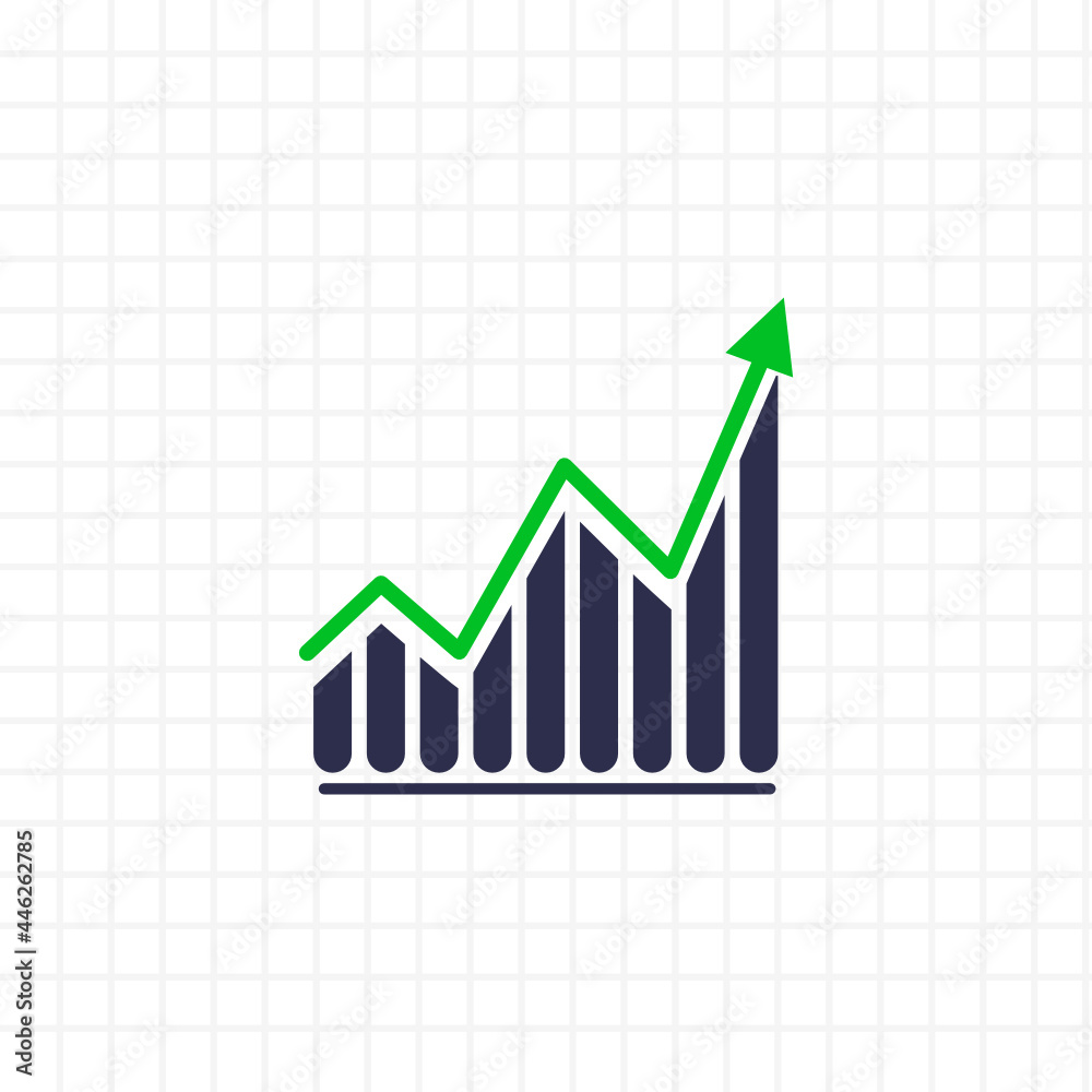 Growing graph icon isolate on white background. Growing graph icon isolate on white background.