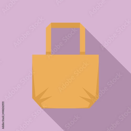 Natural eco bag icon flat vector. Fabric handbag
