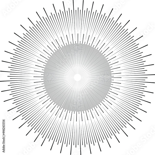  Radial white speed lines in round form. Vector illustration. Fireworks. Star rays. Explosion. Design element for prints  web  template  logo  tattoo and pattern. Trendy design element