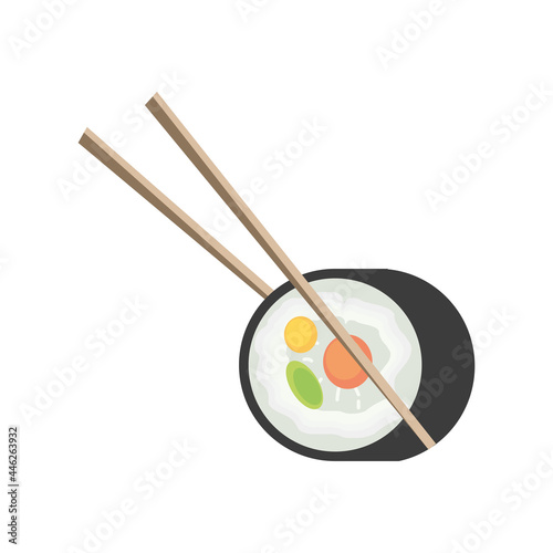sushi in chopsticks