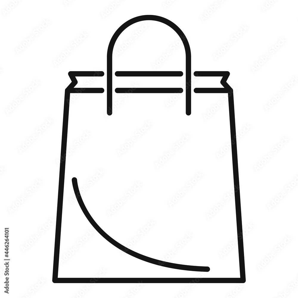 Paper bag icon outline vector. Eco handle bag Paper bag icon outline vector. Eco handle bag