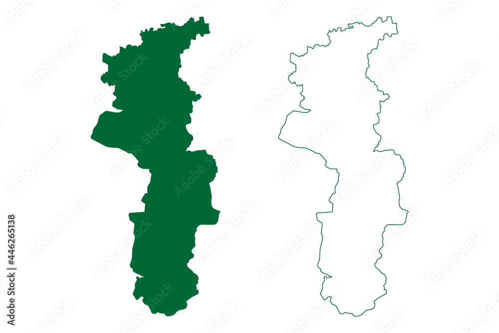 Coimbatore district (Tamil Nadu State, Republic of India) map vector illustration, scribble sketch Coimbatore map