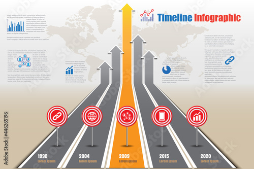 Business roadmap timeline infographic growing charts design for abstract template milestone element modern diagram process technology digital marketing data presentation chart Vector illustration