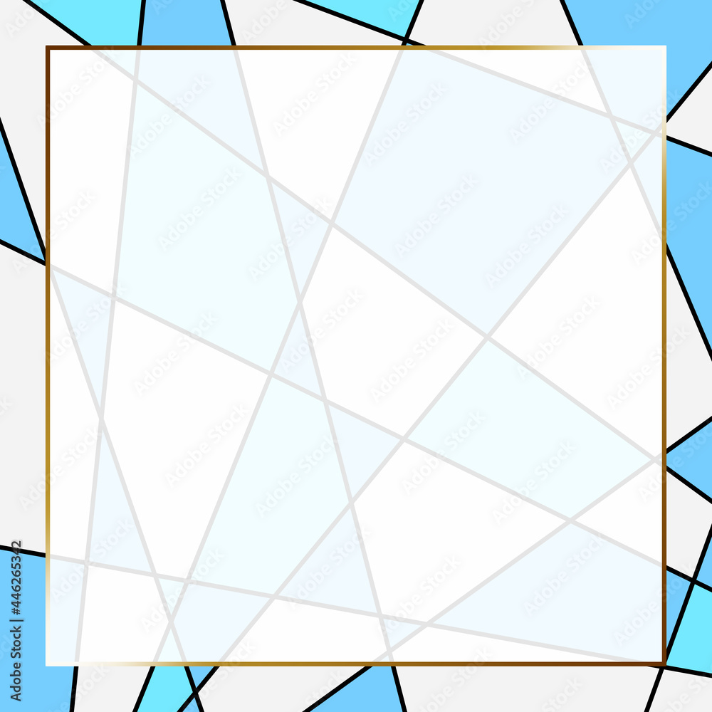 ステンドグラスの背景 正方形 ブルー ゴールド枠 Stock Illustration Adobe Stock