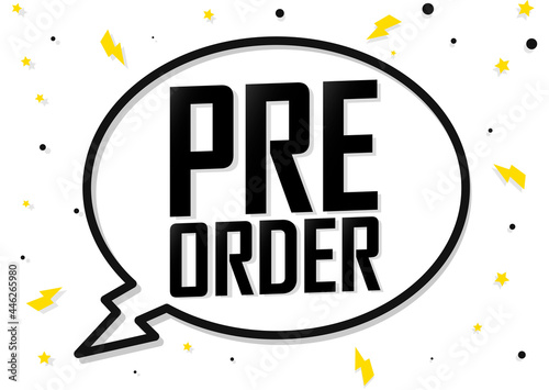 Pre-Order Sale, discount poster design template. Promotion banner for shop or online store, vector illustration.

