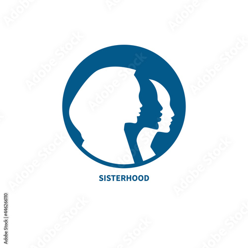 Sisterhood symbol. Profiles of three different women