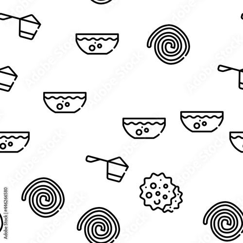 Vegan Menu Restaurant Vector Seamless Pattern Thin Line Illustration