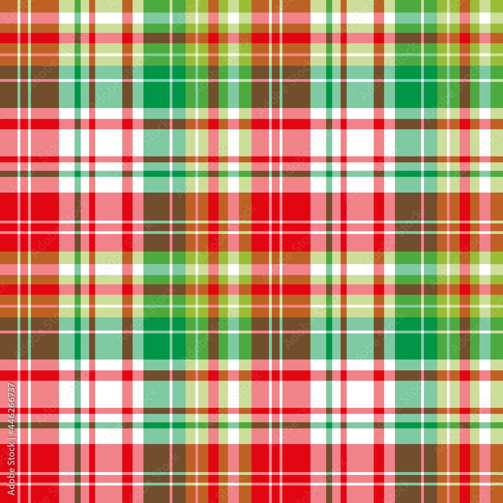 Seamless pattern in red, white and green colors for plaid, fabric, textile, clothes, tablecloth and other things. Vector image. Seamless pattern in red, white and green colors for plaid, fabric, textile, clothes, tablecloth and other things. Vector image.