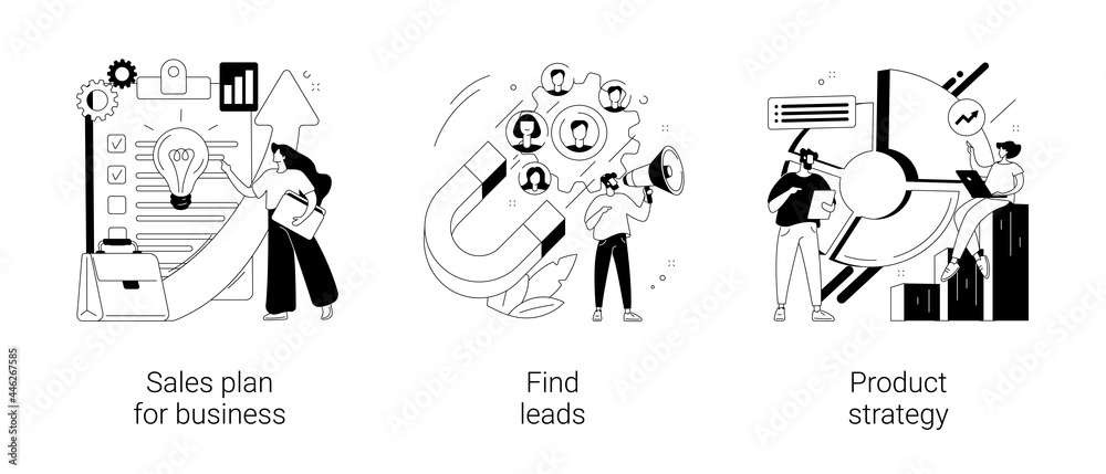 Obraz premium Marketing plan and business strategy abstract concept vector illustrations.