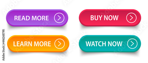 Button icons set isolated on white background. Collection of trendy buttons icon for web site, icon template and ui. Useful for label, clipart, banner and app. Flat action button, vector illustration