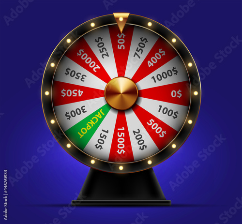 Casino wheel of  fortune. Object on a blue background. Realistic illustration.