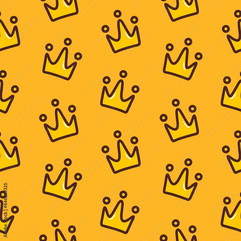 royal luxury yellow gold crown repeat seamless pattern doodle cartoon style wallpaper vector illustration royal luxury yellow gold crown repeat seamless pattern doodle cartoon style wallpaper vector illustration