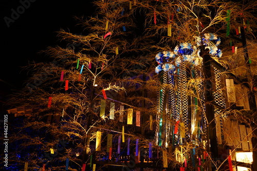 Bamboo decoration at Tanabata or Star Festival in Japan - 日本 お祭り 七夕 笹飾り photo