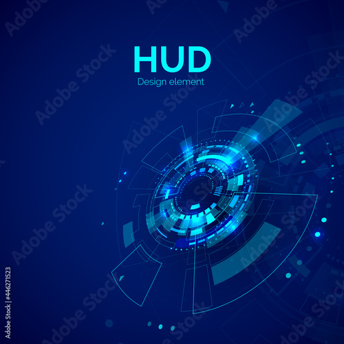 Wallpaper Mural HUD design element. Head-up display futuristic digital technology. Sci fi or cyberspace visualization. Vector Torontodigital.ca