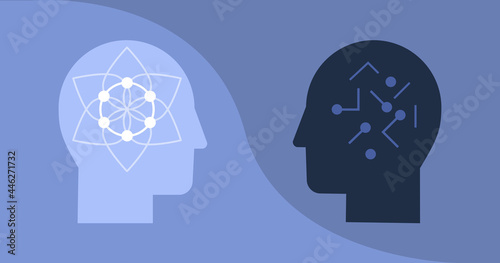 Positive and negative mind facing each other