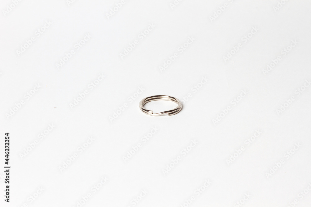 Empty steel keyring isolated on white. Iron key ring. Empty steel keyring isolated on white. Iron key ring.