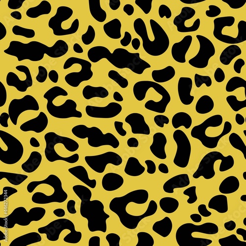 Camouflage leopard vector seamless pattern yellow background stylish print