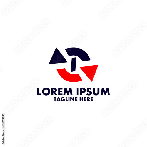 Circular Compass Letter I design Vector