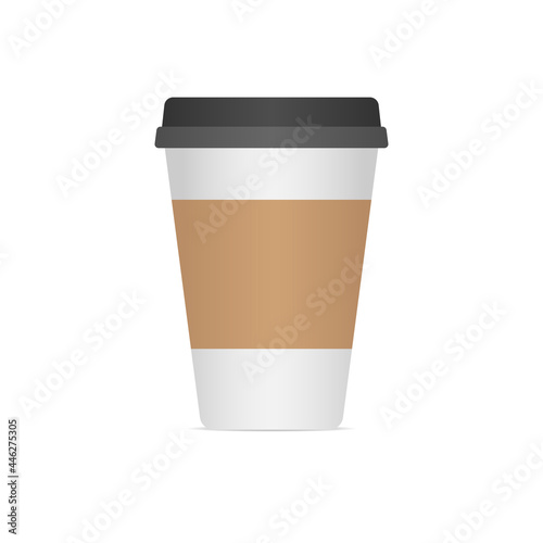 Paper coffee cup. Vector illustration isolated on white background.