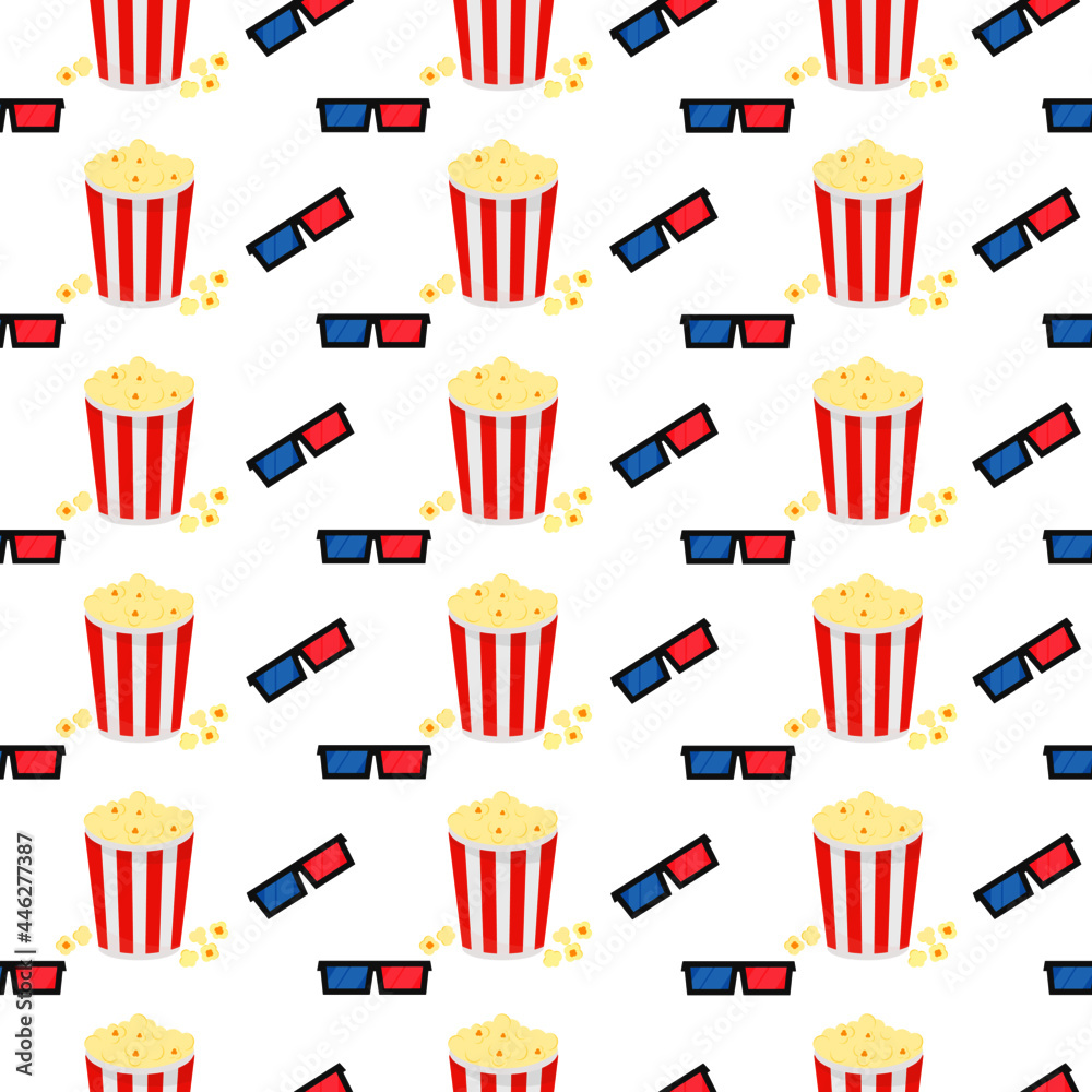 This is a seamless pattern texture of cinema objects on a white background. Vector wrapping paper. This is a seamless pattern texture of cinema objects on a white background. Vector wrapping paper.