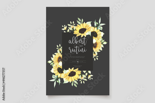 watercolor sunflower invitation card