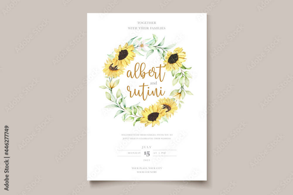 watercolor sunflower invitation card