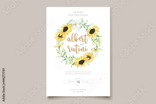 watercolor sunflower invitation card