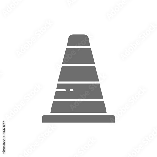 Traffic cone grey icon. Isolated on white background