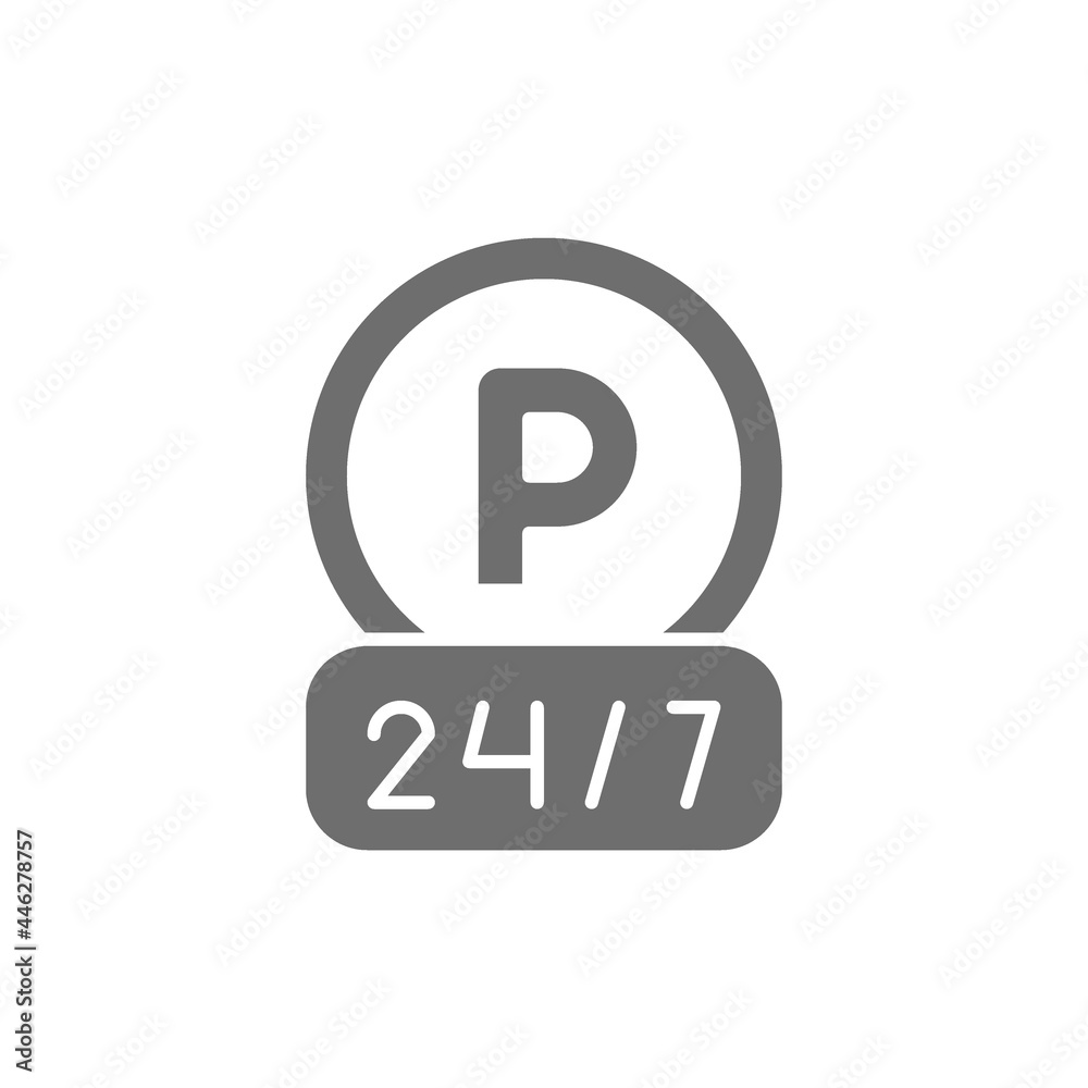 Vector around the clock parking grey icon. Vector around the clock parking grey icon.