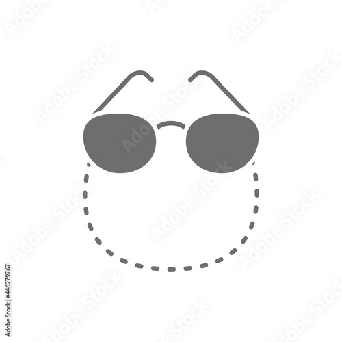 Vector glasses on a chain grey icon.