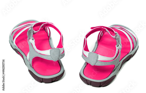 Female summer sandals on white background