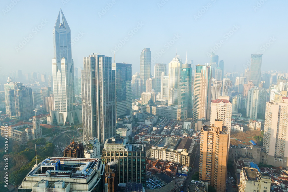 Obraz premium 中国 上海 高層ビルからの街の眺め