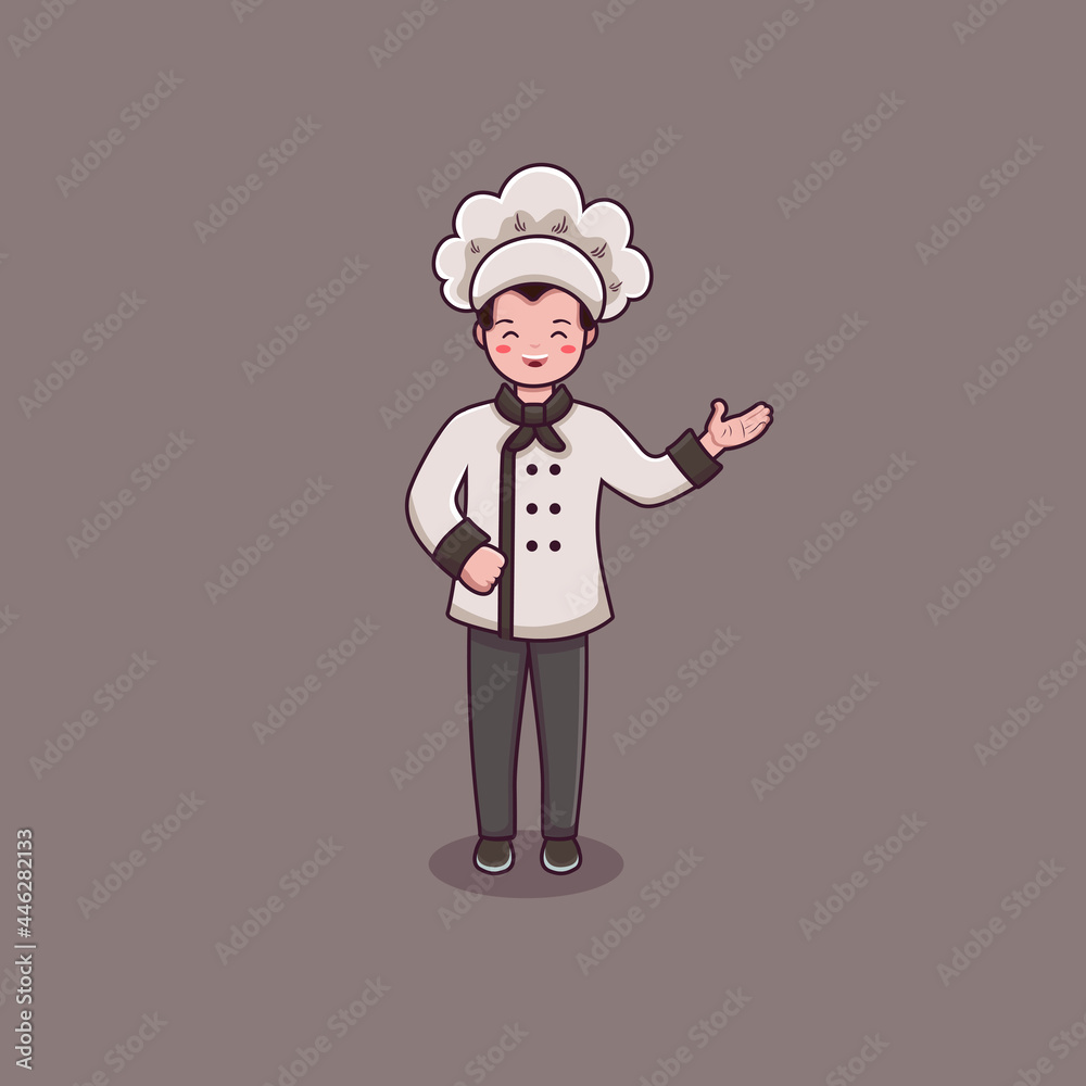Man chef cooking cartoon illustration. chef vector 