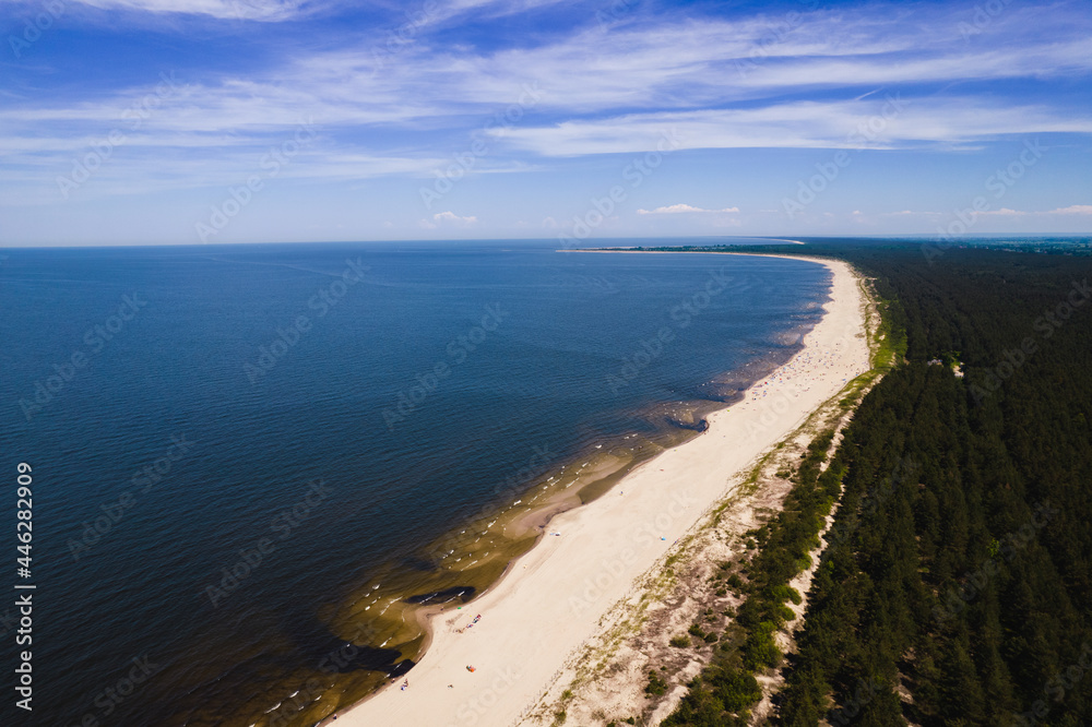 Areal view on forest, beach and Baltic sea - Sobieszewo Island