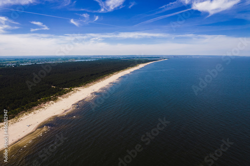 Areal view on forest  beach and Baltic sea - Sobieszewo Island
