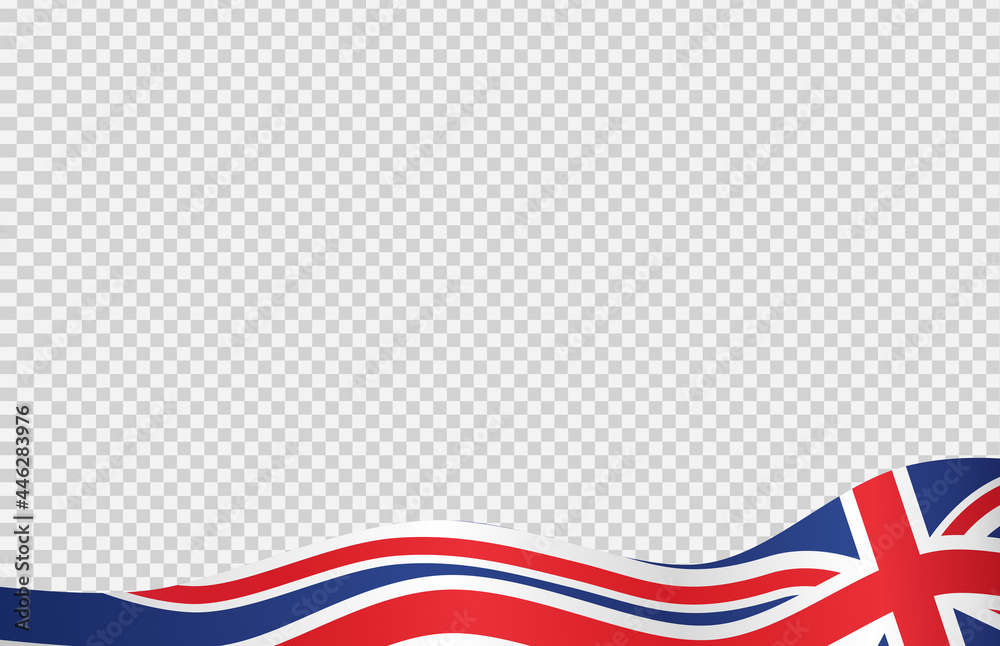Waving flag of  UK isolated  on png or transparent  background,Symbols of  United Kingdom,Great Britain,template for banner,card,advertising ,promote, TV commercial, ads, web, vector illustration - obrazy, fototapety, plakaty 