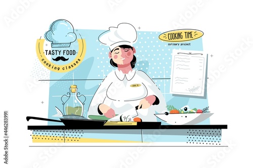 Woman sous-chef at kitchen