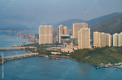 Aerial view from gondola ride in Hong Kong.