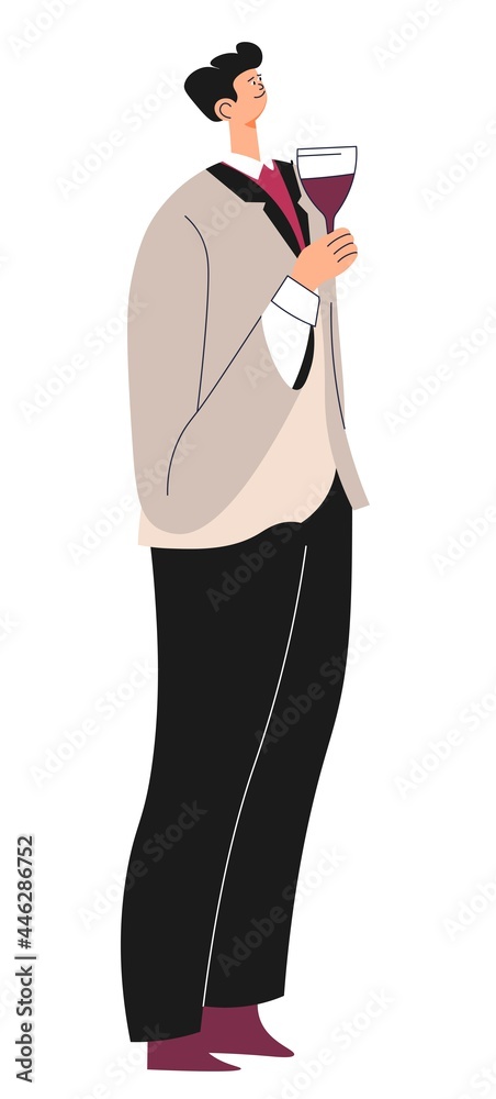 Man wearing formal clothes holding wine glass Man wearing formal clothes holding wine glass