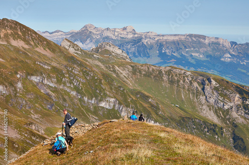 Couple sitting near summit of the Alvier photo
