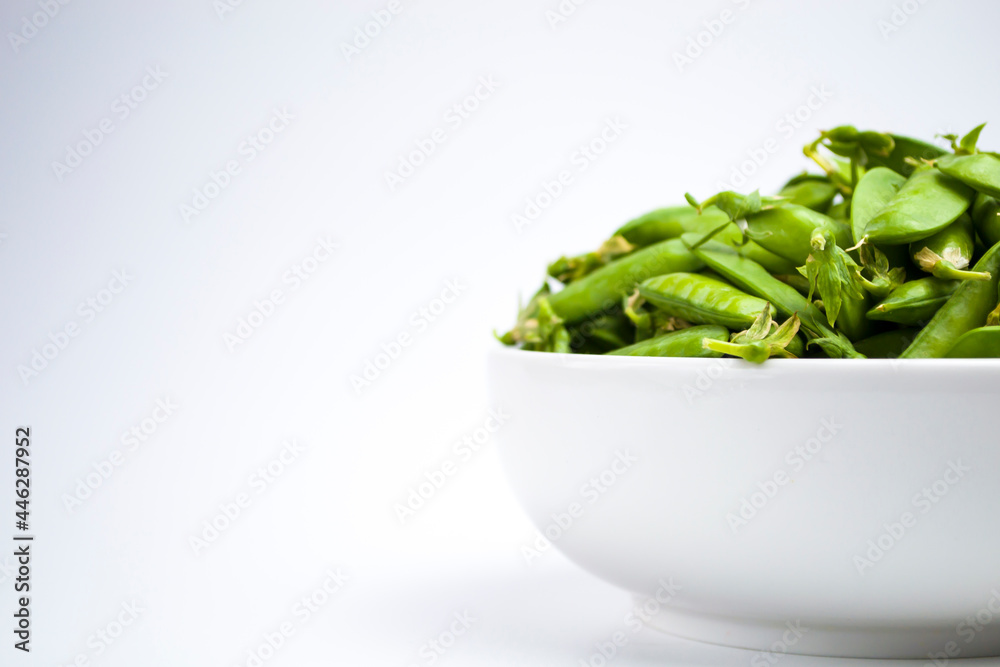 fresh green peas vegetable in white background fresh green peas vegetable in white background