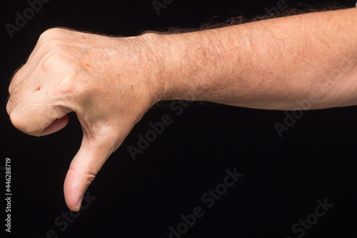 Finger signs of an adult man photo