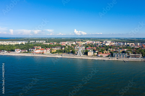 Zelenogradsk embankment for promenade. Kaliningrad region. Aerial view
