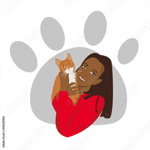 Red Cat. The girl is holding a cat. World street animal day International day of homeless animals. Animal Protection Day. Pets. Domestic cat. Day of the cat