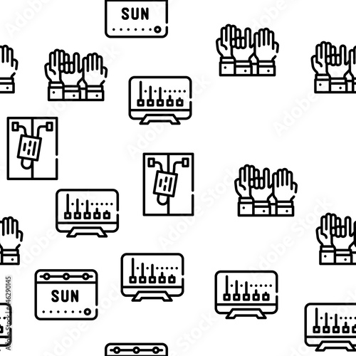 Voting And Elections Vector Seamless Pattern Thin Line Illustration